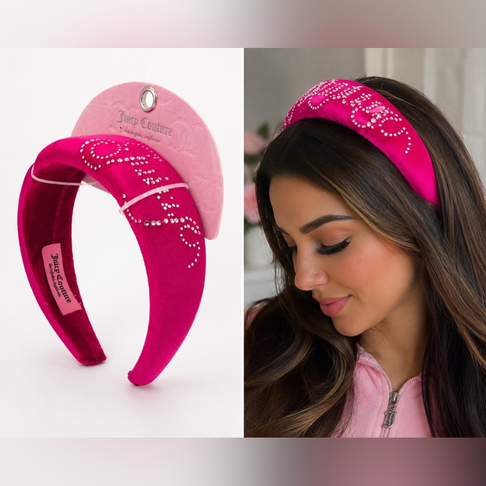 Juicy Couture Pink Crystal Logo Padded Headband